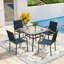 Table de patio carrée et rectangulaire en verre trempé avec trou pour parasol-1544856818