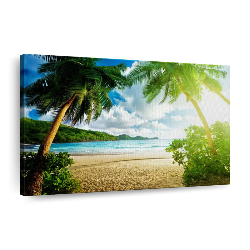 «Sunny Seychelles Beach Trees», reproduction sur toile, L 16 po x H 24 po