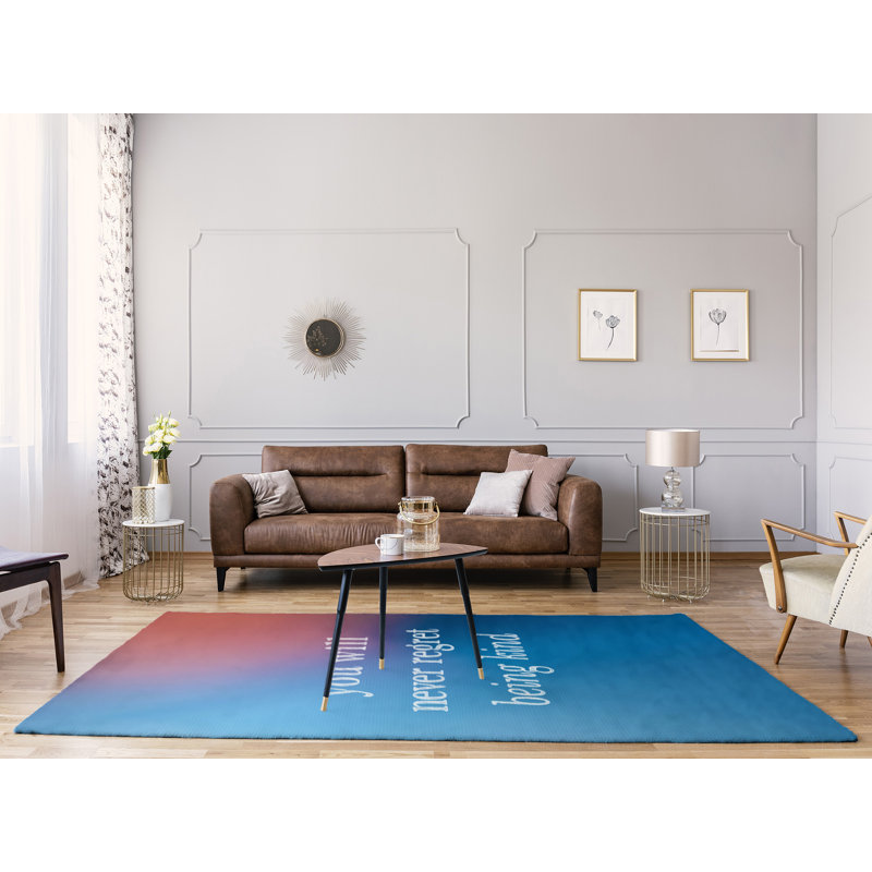 Tapis en chenille de polyester avec fond multicolore Quotes, Rectangle 5 pi x 7 pi