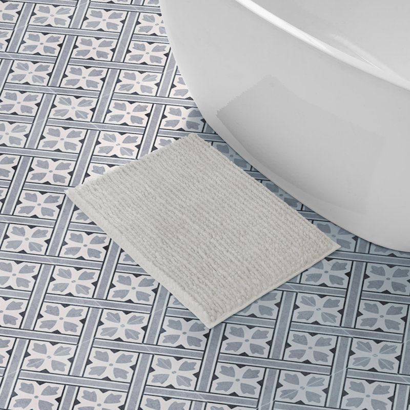 Laura Ashley Butter Chenille Bath Rug, Ivory, 17" W x 24" L