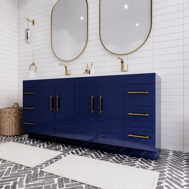 Ensemble de meuble-lavabo double 72 po Spring, Bleu nuit