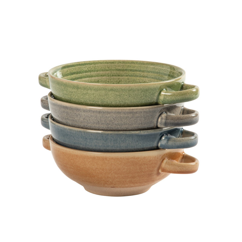 Gibson Elite Saville Court Soup and Salad Bowls Set of 4, 6 Inch Ceramic Cereal Bowls