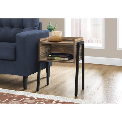 Table d'appoint pour salon - 2, brun et noir, poids 6,8 kg, avec rangement, finitions stratifiées et métal, style contemporain.