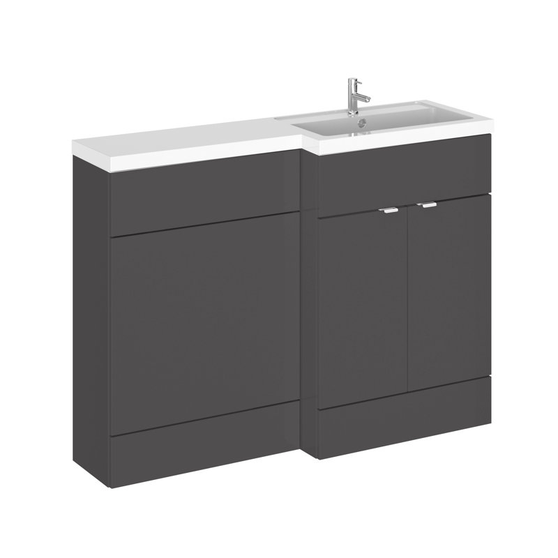 Fusion Fitted Furniture - Avola 3 Piece Toilet & Basin Unit, Right-Handed, Gloss White