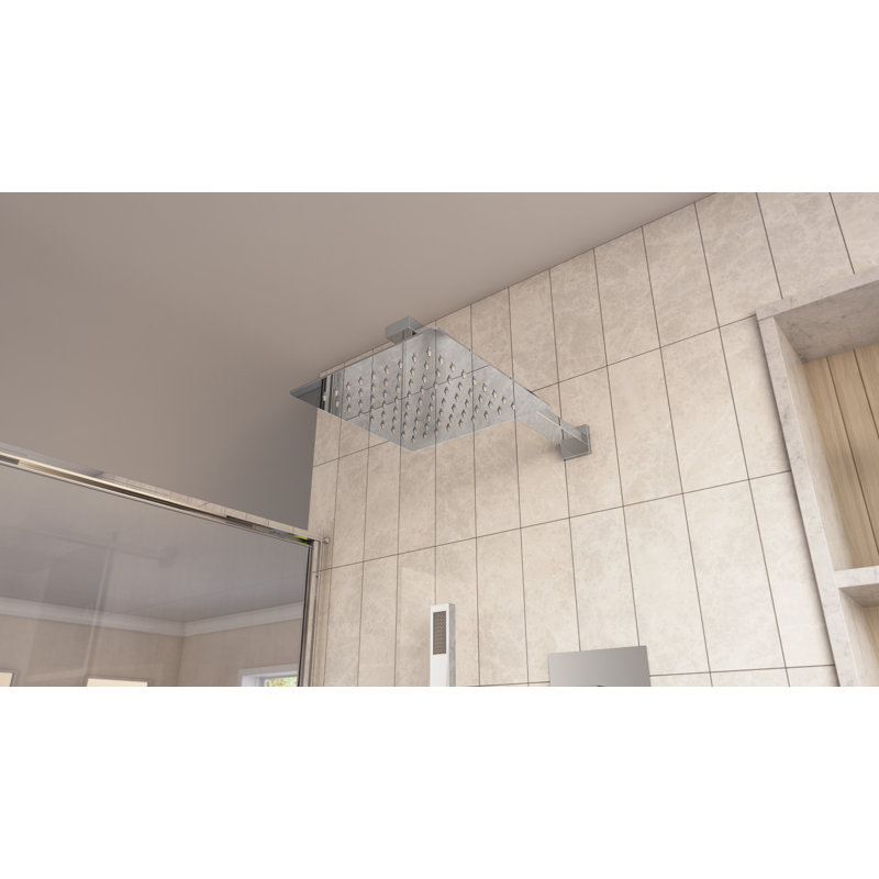 Essence Rainfall Shower Set with Shower Valve, Shower Head, Shower Arm, Handshower Holder, Handshower,and Hose, Chrome