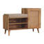  Banc de rangement rembourré en bois massif et en chêne massif de 41 pouces avec armoire et tablettes
