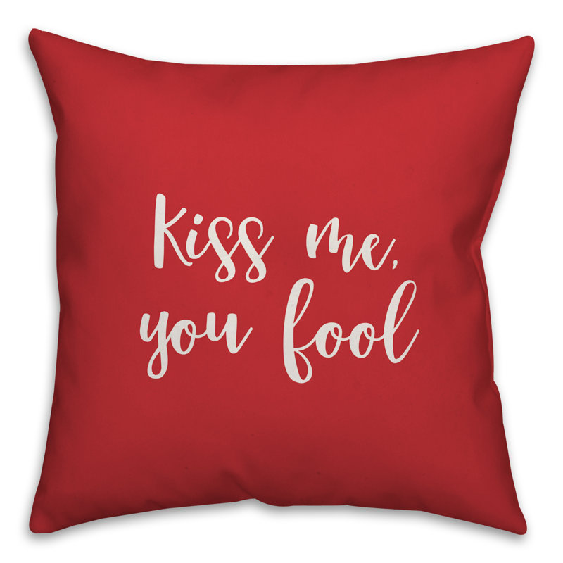  Coussin Kiss Me You Fool, Rouge / Blanc, Coussin décoratif