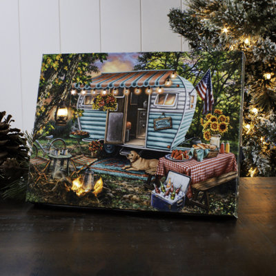 Home Sweet Home RV 8x6 Mini Lighted Easel Back Canvas