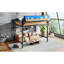 Grand cadre de lit mezzanine avec tablettes de rangement et panneau perforé, lit mezzanine en métal avec ports USB et lumières DEL, sécuritaire et robuste, naturel-1690633341-1690633330