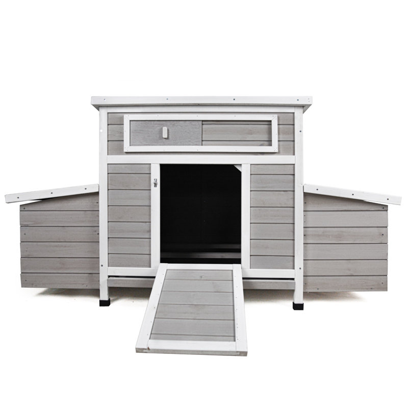 Grand poulailler en bois pour l'extérieur, H 30,55 po x l 33,86 po x P 57,87 po, Gris