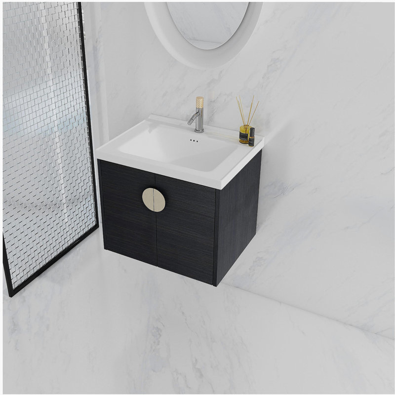 Commode de salle de bain 24 po à fermeture en douceur avec lavabo, convient aux petites salles de bain