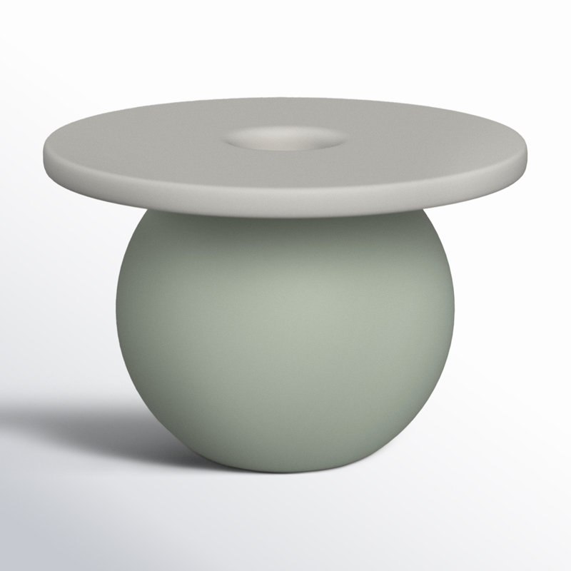 2.5" Ceramic Tabletop Candlestick Holder, Gray/White