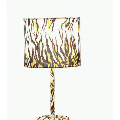 19.25" Faux Suede Tiger Print Metal Table Lamp