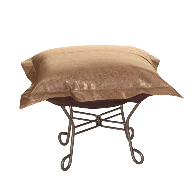 Repose-pieds carré 24 po Dianaliz, Similicuir couleur bronze