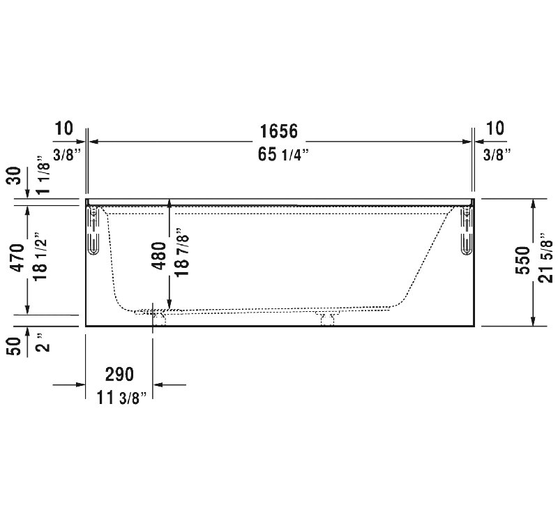 Architec 66" White Acrylic Alcove Soaking Bathtub