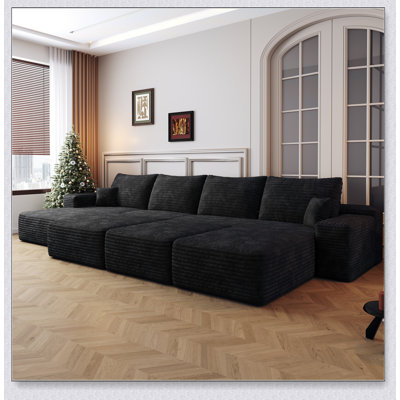 Luxueux canapé-lit modulaire pour salon avec tissu moelleux et sans assemblage