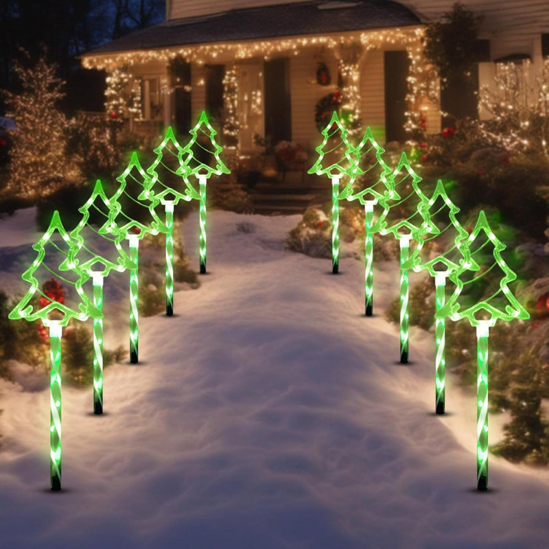 Ensemble de 5 lumières de sentier de Noël décoratives pour l'extérieur, 8 modes, lumières d'arbre de Noël, bonbons, piquets de jardin, étanches
