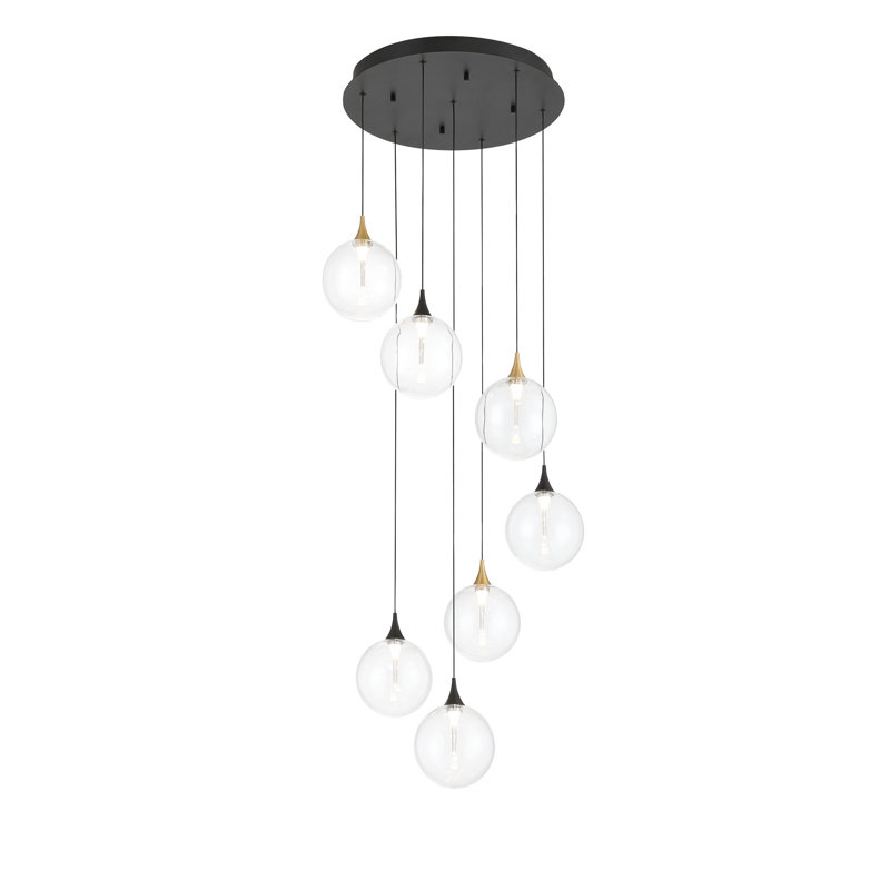 Iissa 7L 21" Chandelier, Gold/Black Clear