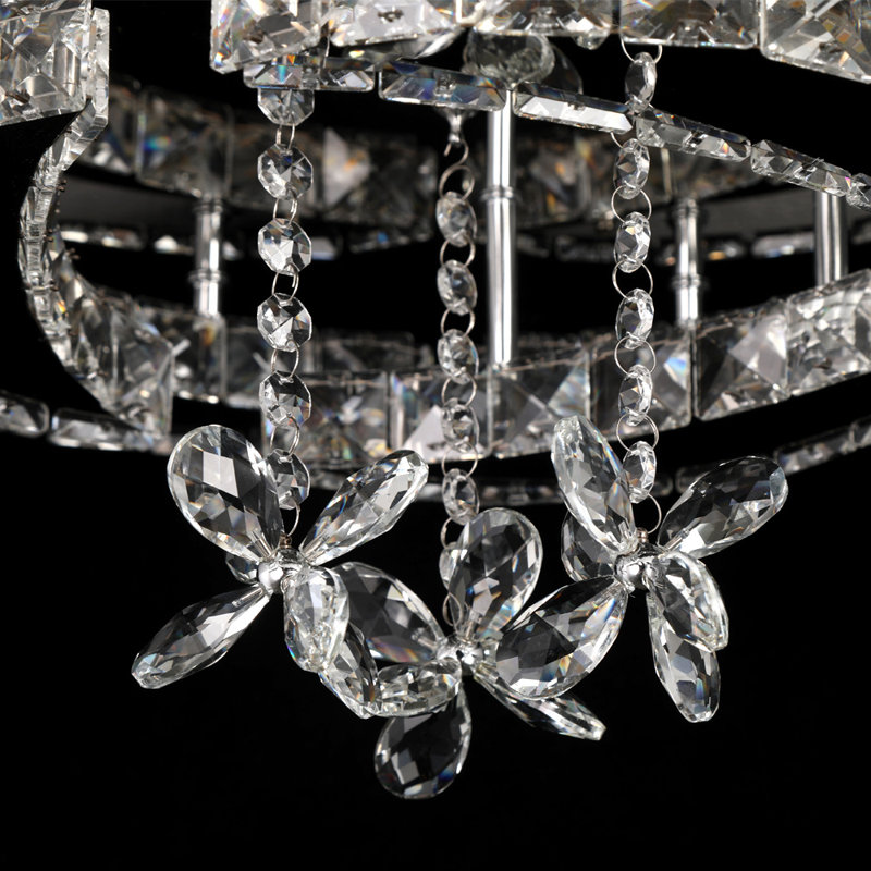 Akono 8 - Light Crystal LED Chandelier, Chrome, Yes, 3000K-6000K