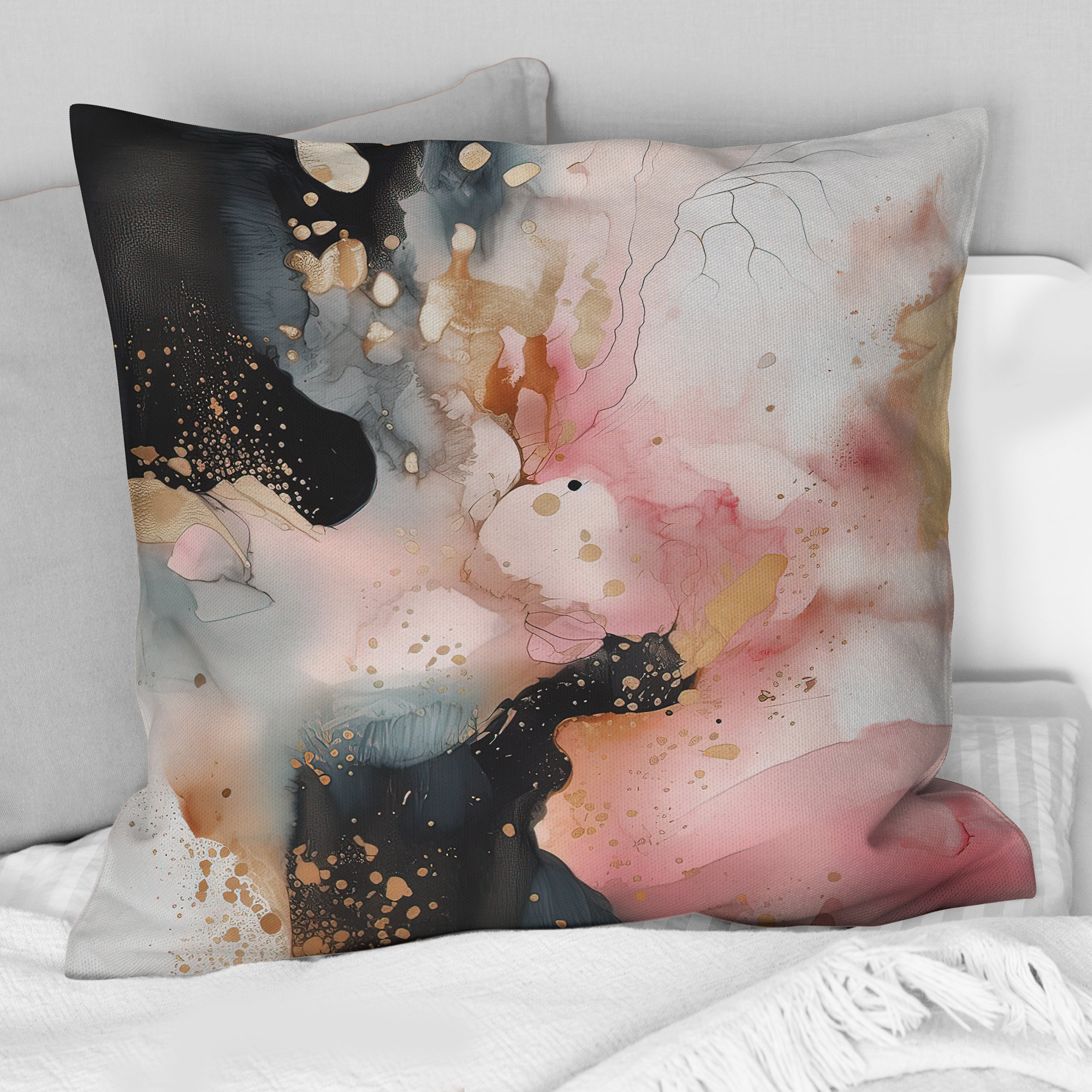 Marble Pink Textured Throw Pillows Design Art Pink Gold Marble