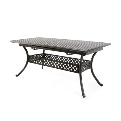 Cast Expandable Outdoor Dining Table With Space Design. Weather-. Iron & Wood. Natural Color. 64" X 37.5" 29". 81.67 Lb Patio - Wood, Construction 29