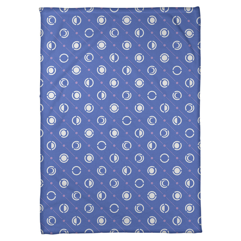 Couverture polaire moon phases, l 60 po x L 80 po, Bleu / décoration rose