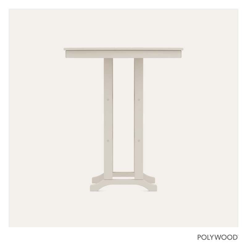 POLYWOOD Round Farmhouse Bar Table, Sand, 36"