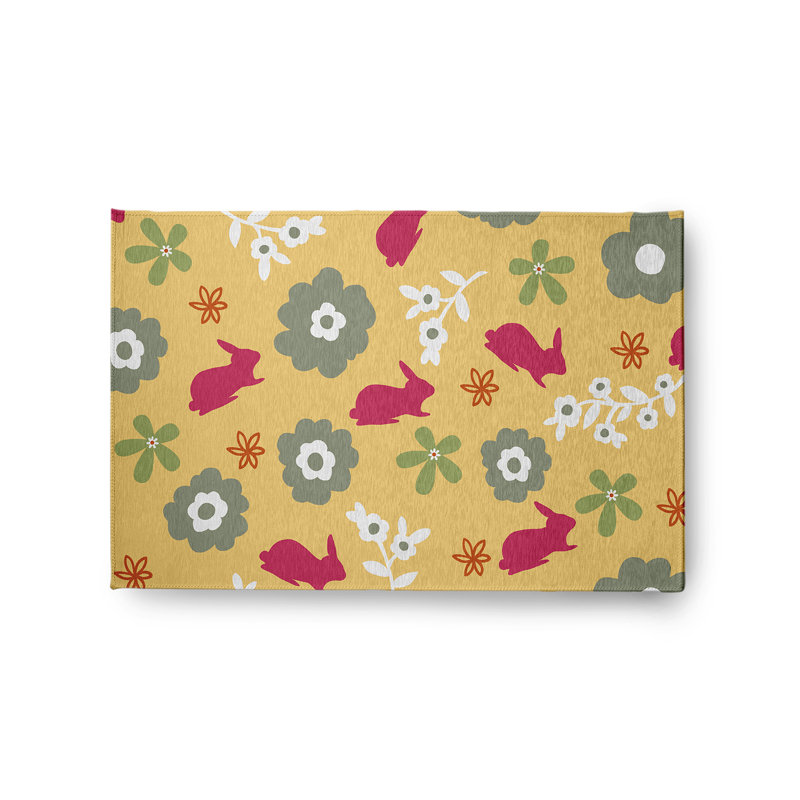 Anicetas Chenille Floral Indoor / Outdoor Rug, Rectangle 2' x 3'