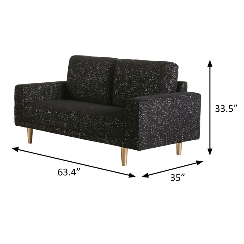 Causeuse contemporaine l 63,4 po, noir, Noir