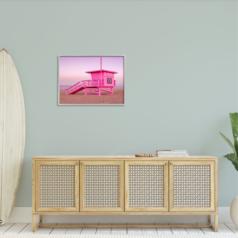 Photographie d'une cabane de plage rose, H 24 po x l 30 po x P 1,5 po, Gris