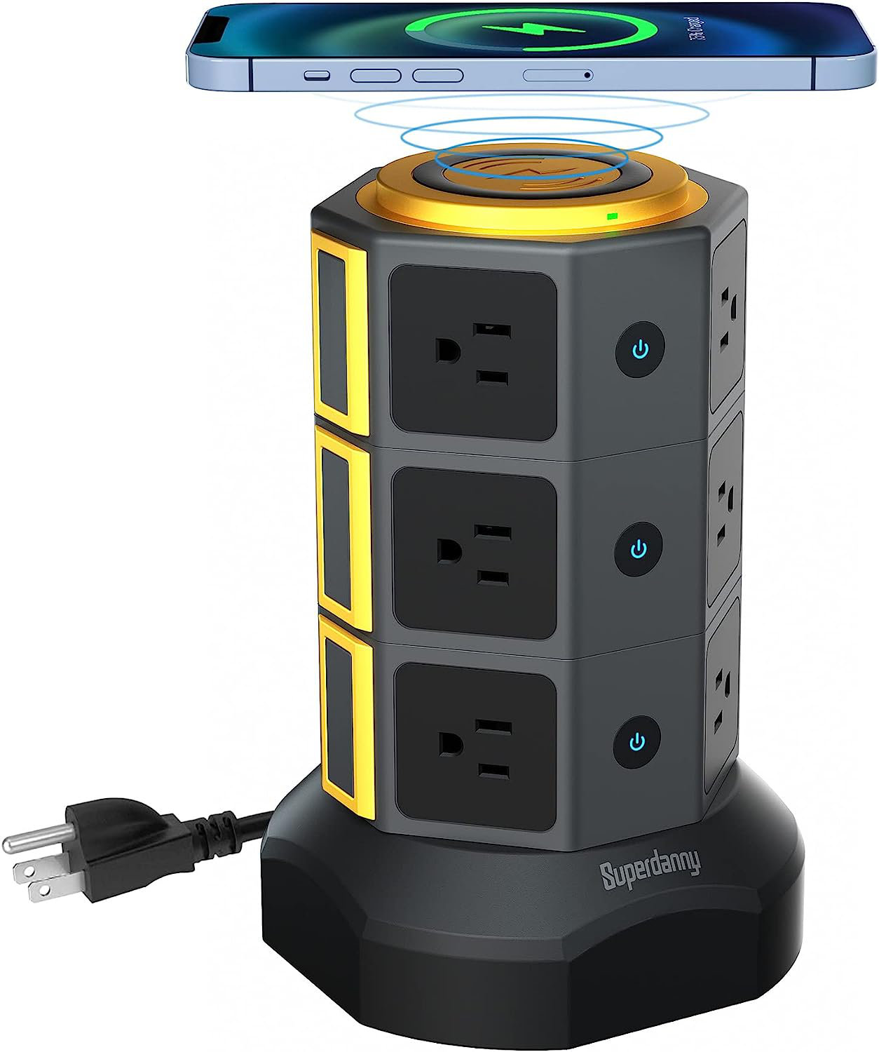 Tower Surge Protector Power Strip 10 ft,with 4 USB Ports (1 USB C)