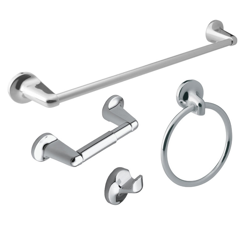 Alta Bay 4-Piece Bathroom Hardware Accessory Kit in Polished Chrome, Polished Chrome