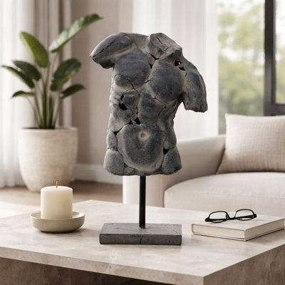 Decoratiive Polyresin Classical Torso-Inspired Sculpture for Office or Home Decor - Textured Bust Tabletop Accent for Living Room Decoration