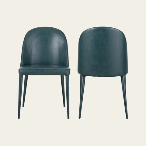 Upholstered dining chair, front and back views