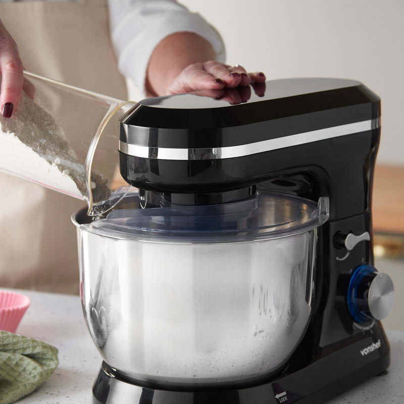 VonShef Stand Mixer 1000W, Electric Food Mixer and 4.5L Bowl, Black