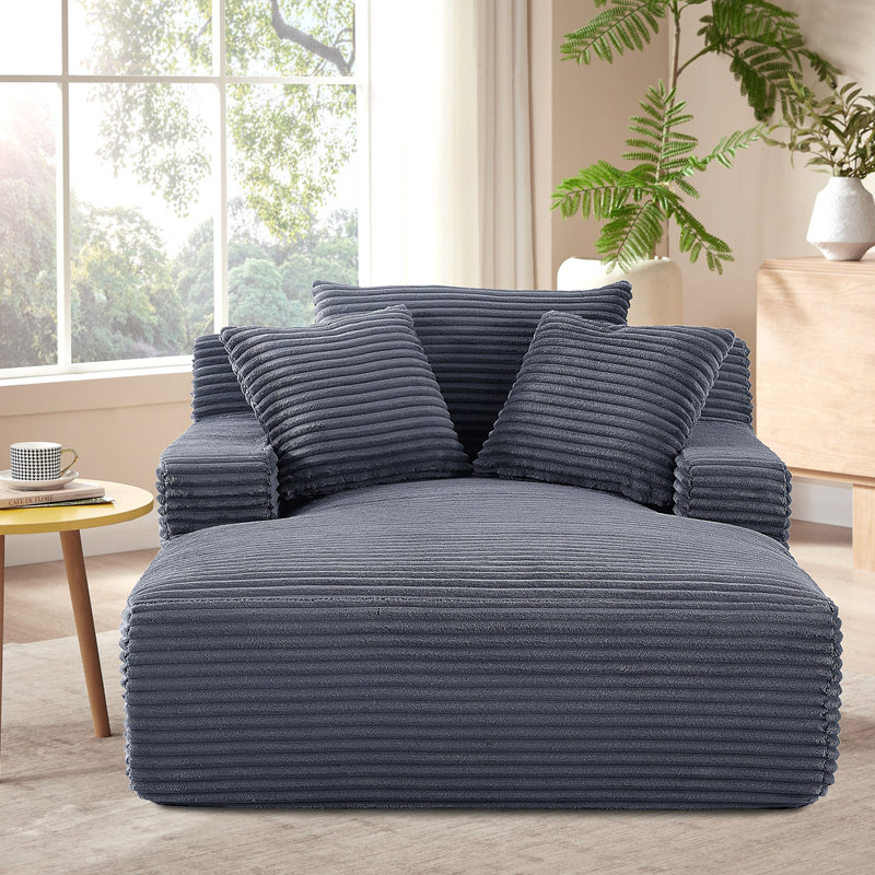 Méridienne surdimensionnée confortable avec rembourrage en mousse pour la détente, Gris