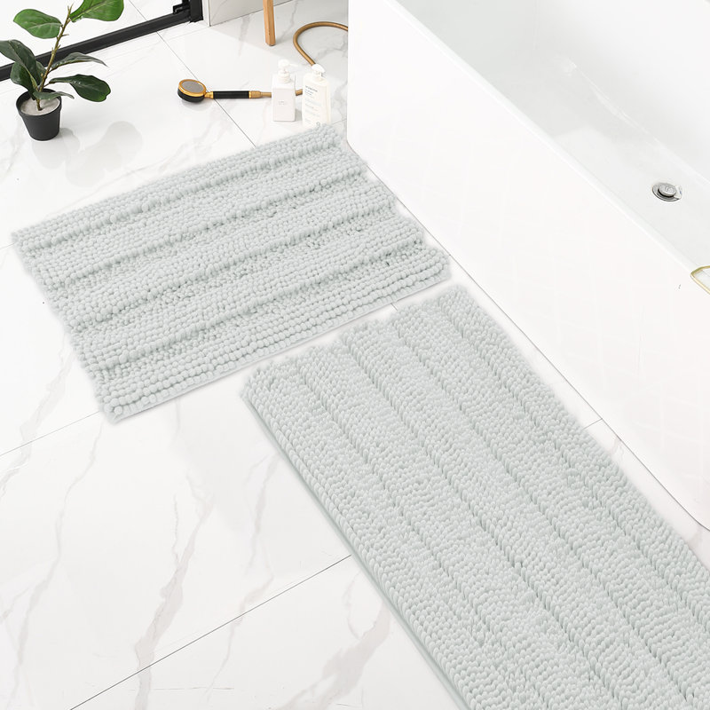 Lasse Non-Slip Bath Rug, Light Gray