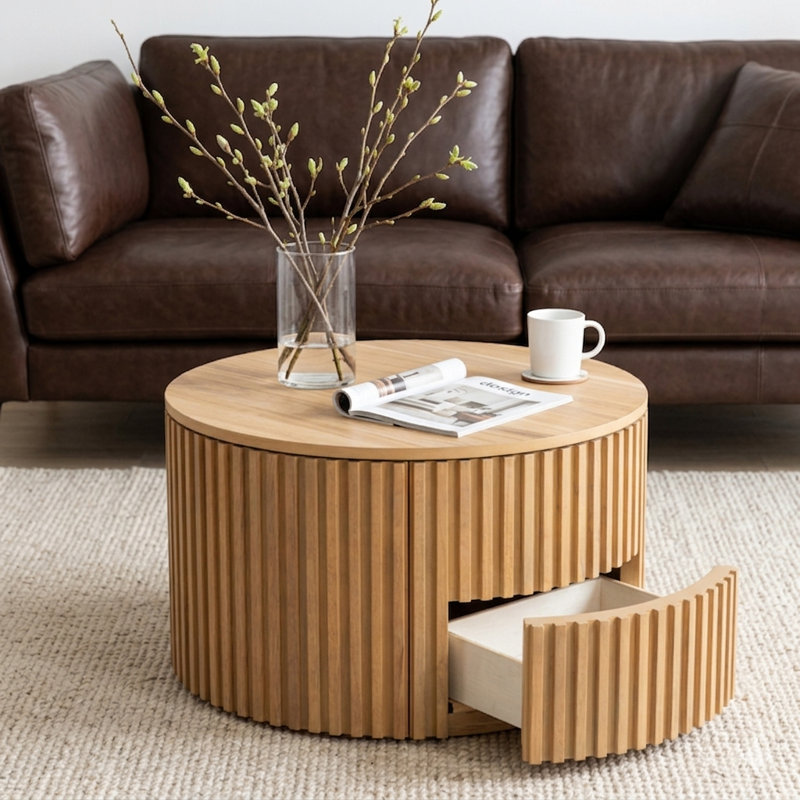 Table basse 29,8 po Mid Century Modern, Light Brown