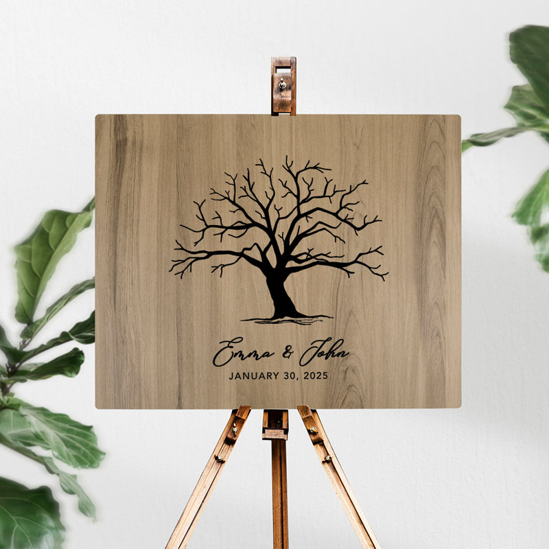 Signe de mariage empreintes d'arbre en bois, Oui