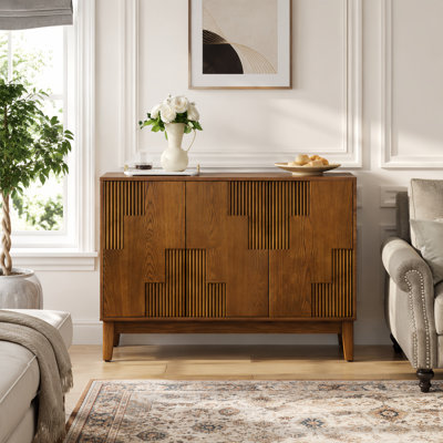 Buffet 44 "Mid Century Modern Buffet à rayures verticales pour salon, salle à manger
