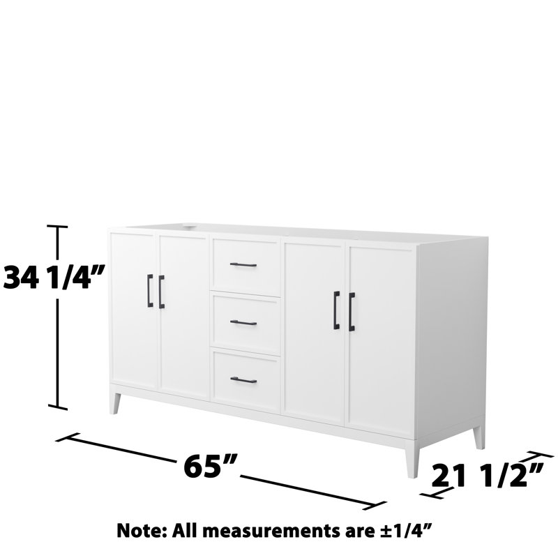 Elan 65'' W Double Bathroom Vanity Base, White/Matte Black