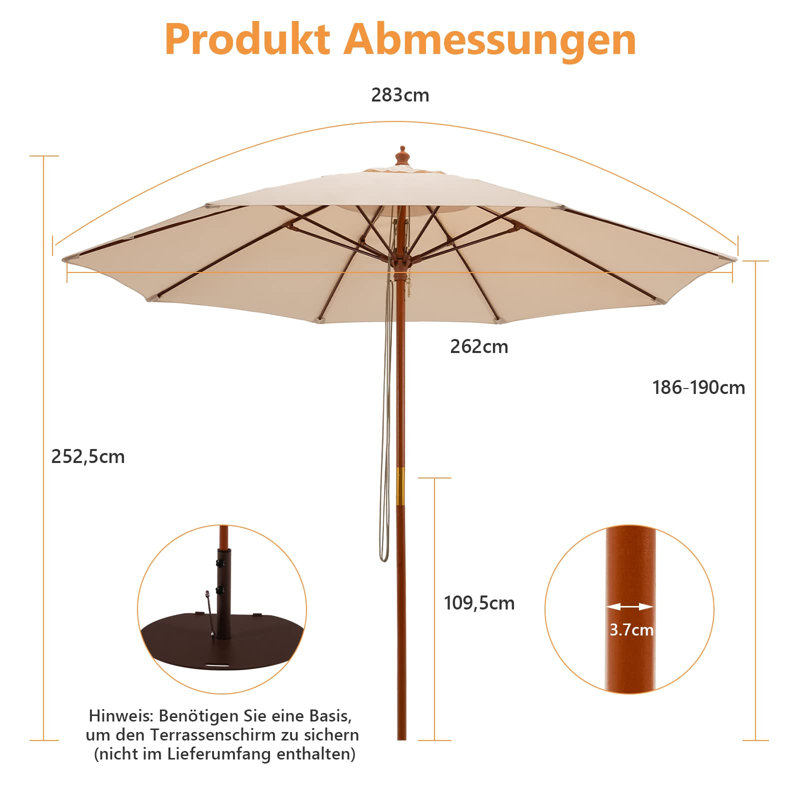 Antenor 262cm Market Parasol, Beige