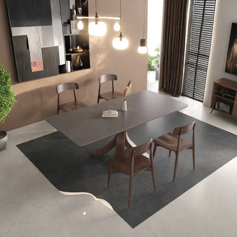 Smooth beauty sintered stone dining table set, 29.53"H x 70.87"L x 35.43"W