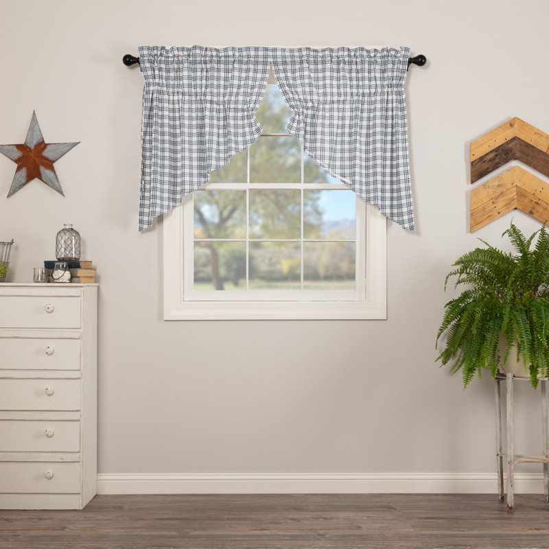 Cantonnière Surikova, Bleu denim / blanc cassé