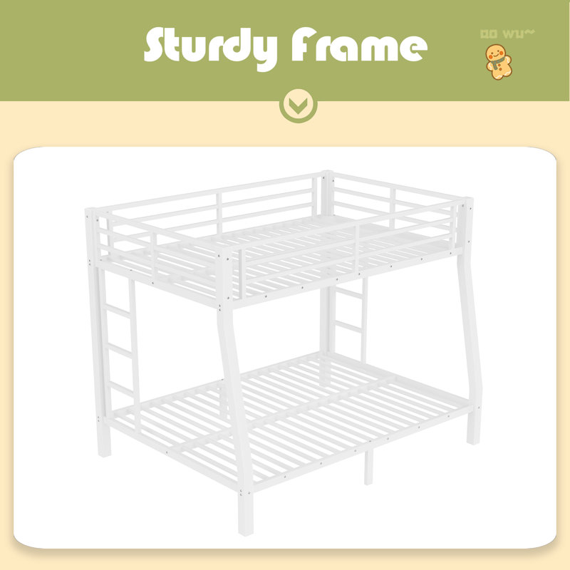 Metal Full XL Over Queen Bunk Bed For Teens And Adults,Space-Saving/Noise Reduced/No Box Spring Needed