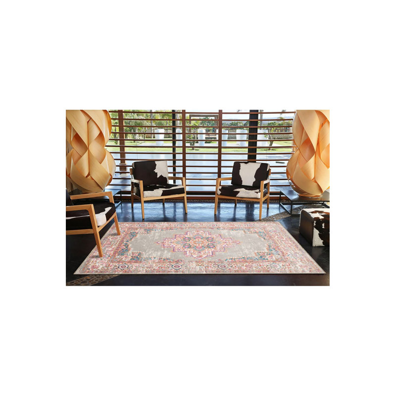Tapis décoratif à base géométrique tissé Tone lavable à la machine, Sous-tapis carré 3 pi 3 po inclus