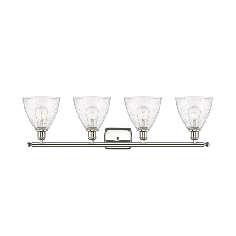 Éclairage pour meuble-lavabo 4 lumières Shauna, Incandescente, Nickel poli
