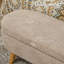 Banc de rangement avec repose-pieds, banc de lit rembourré en polaire Teddy avec pieds en bois et siège rembourré, banc d'entrée ovale moderne, beige-2052216609