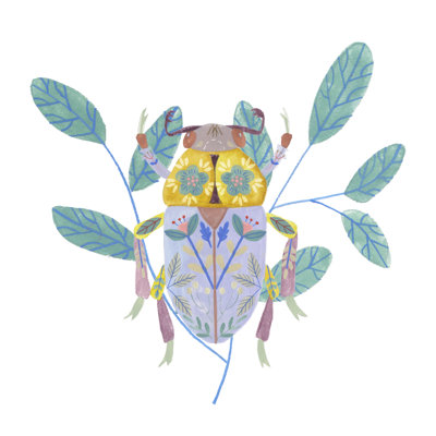 Floral Beetles III by Melissa Wang - Wrapped Canvas Painting