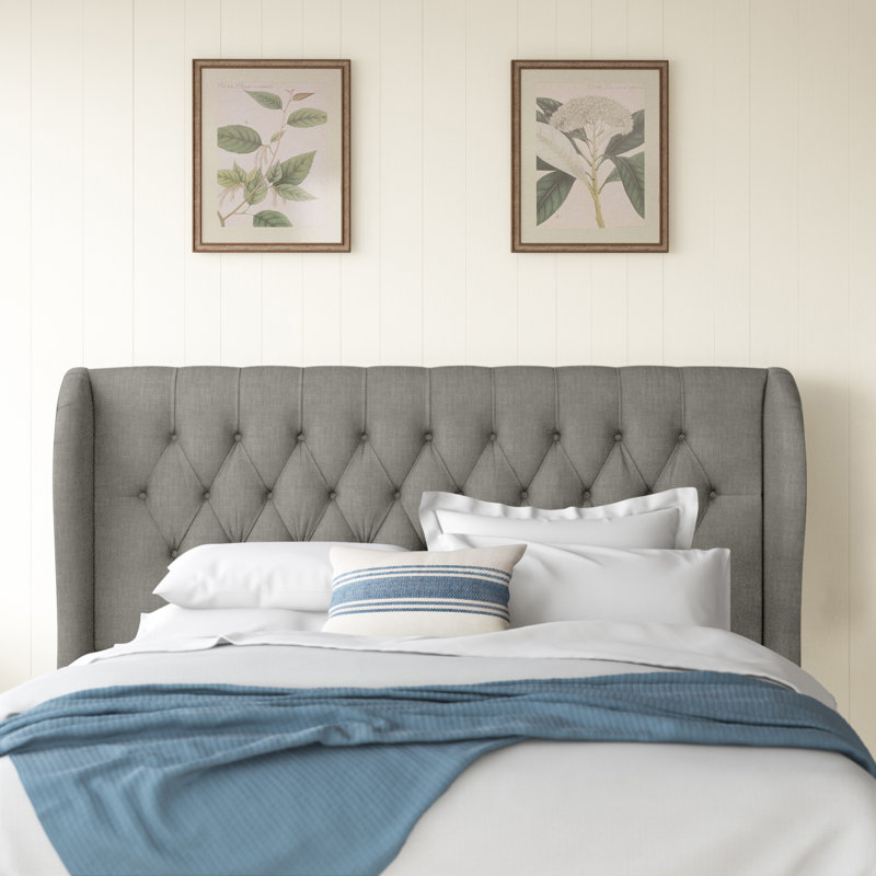 Tomey Upholstered Headboard, California King, Classic Grey Linen